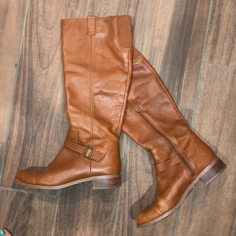 Brown leather boots
